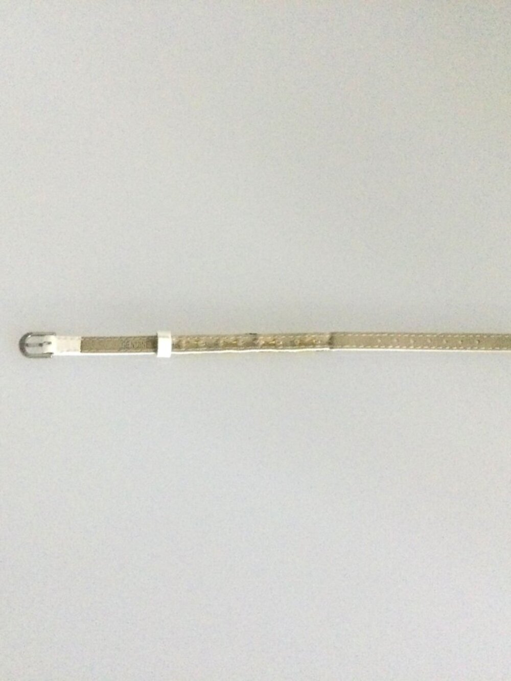 Silver and Gold Pyramid Studded White Genuine Leather Wristband Bracelet - Picture 3 of 4